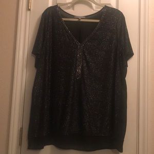 Black sequined flowy top